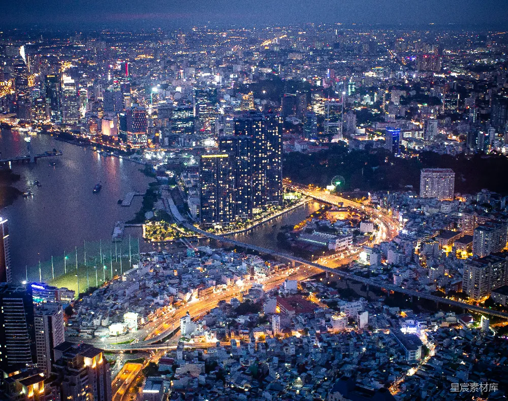 高清摄影 城市夜景 都市天际线 河流与桥梁 高楼大厦 夜幕下的城市天际线