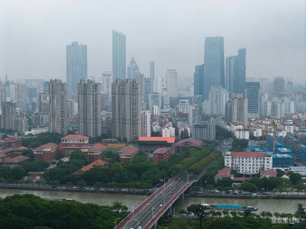 高清摄影 城市 建筑 自然 桥梁 都市 城市天际线与河流景观