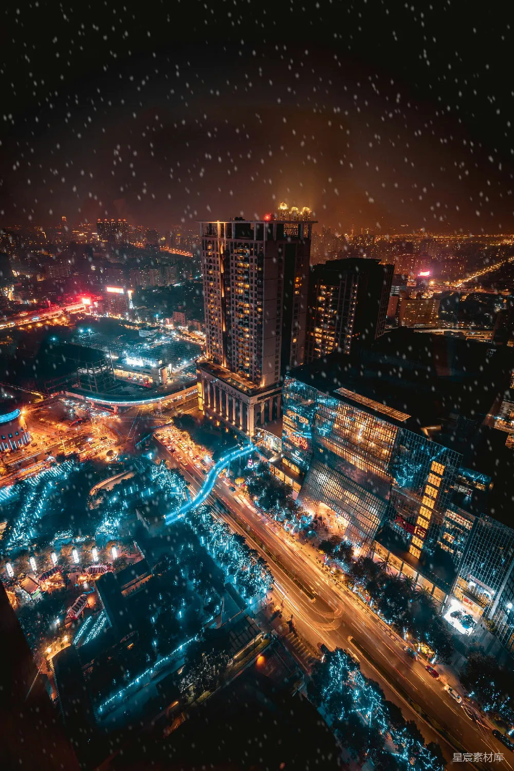 高清摄影 城市夜景 雪景 高楼大厦 夜生活 都市风光 雪夜城市全景