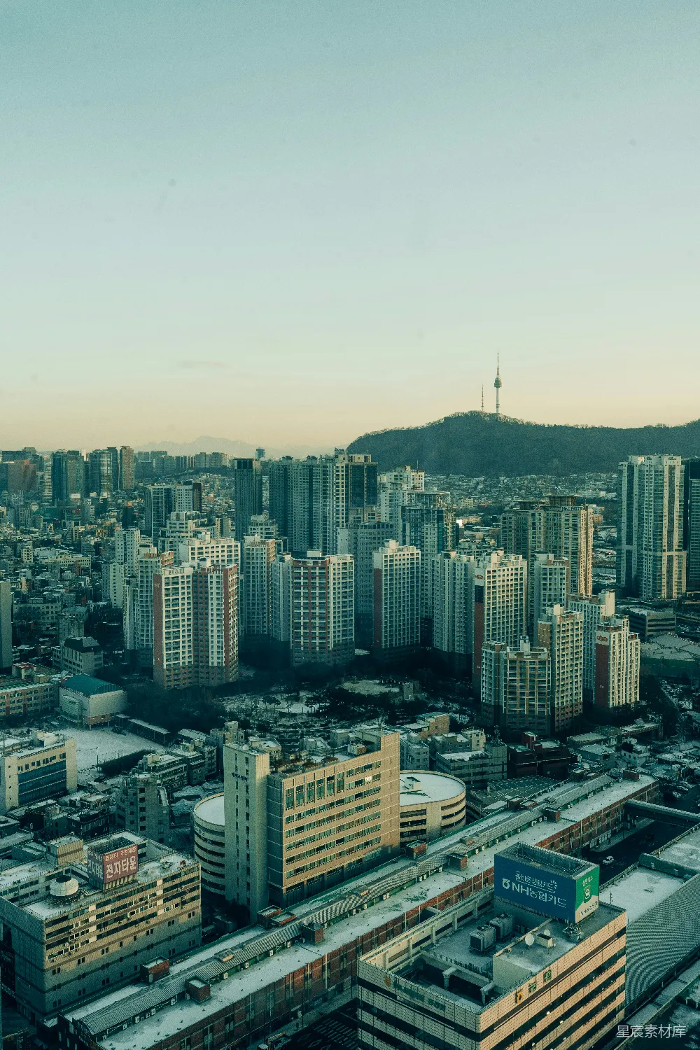 高清摄影 城市 建筑 日落 韩国 都市 首尔城市全景