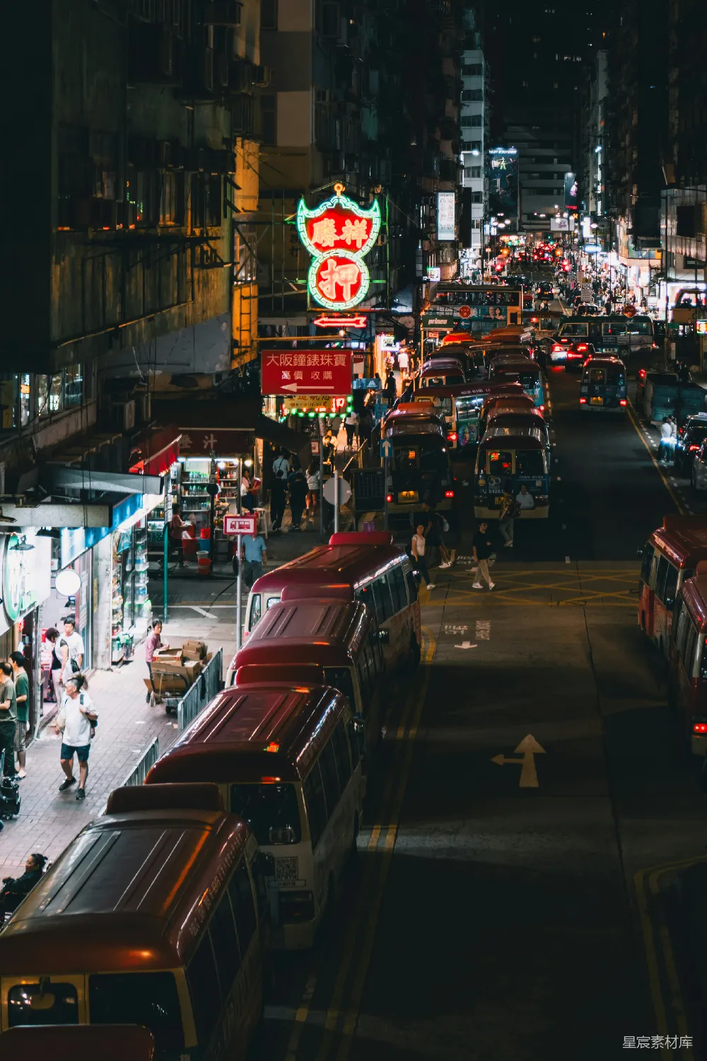 高清摄影 城市夜景 香港 街景 霓虹灯 繁忙 香港夜市街景