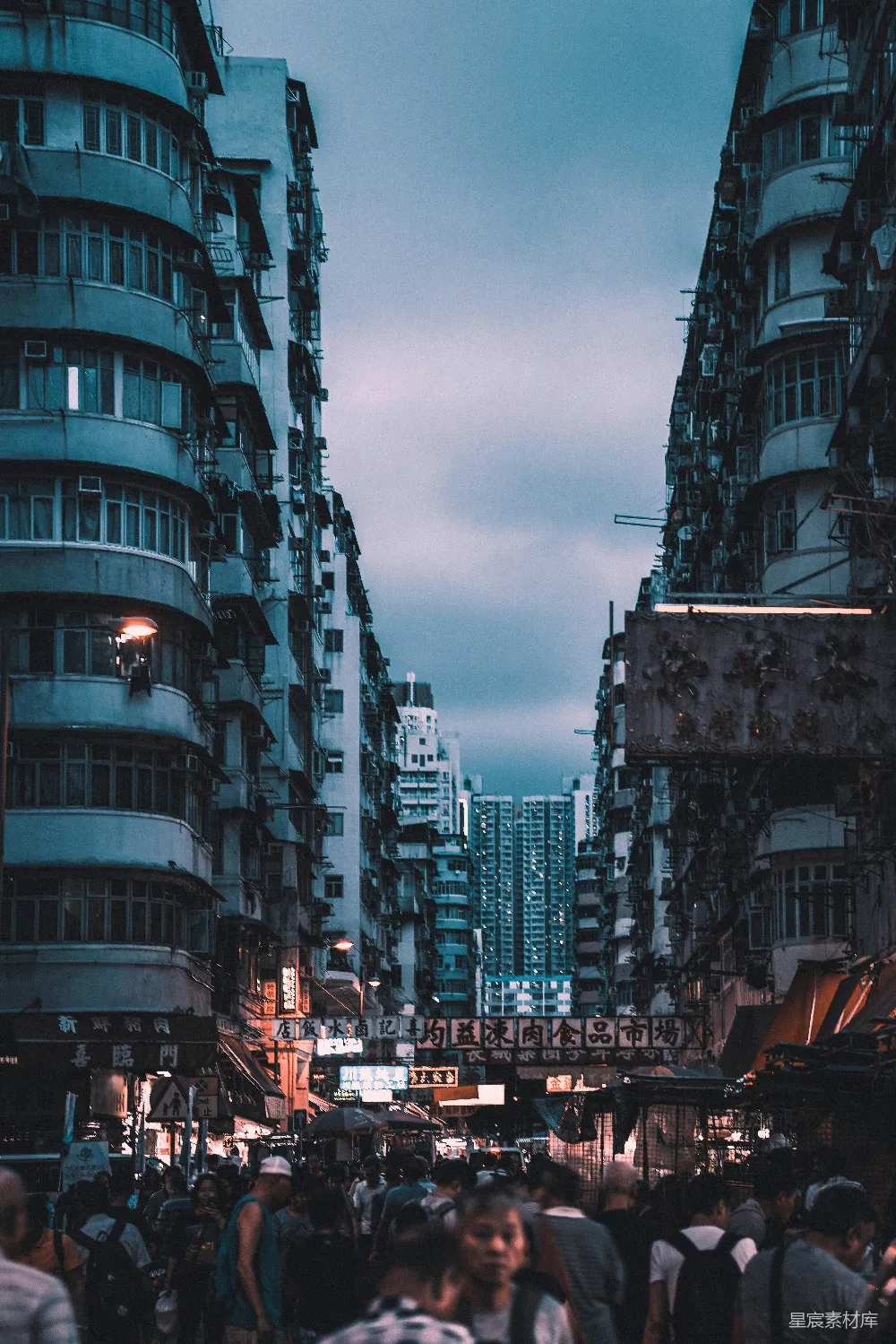 高清摄影 香港 夜晚 街道 建筑 人群 香港街头夜景