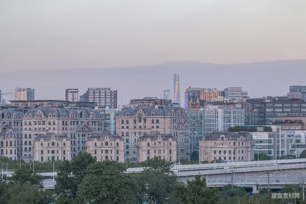 高清摄影 城市风光 建筑群 自然美景 都市生活 城市日落 上海天际线晚霞