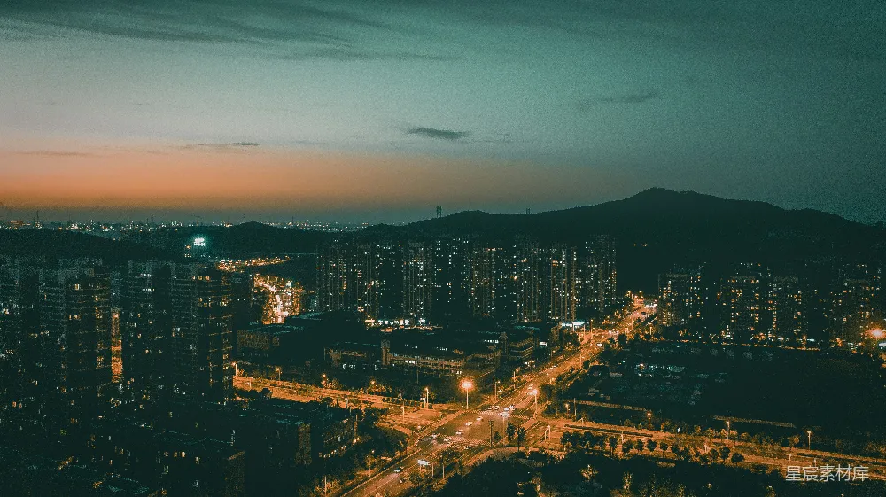 高清摄影 城市 夜景 建筑 宁静 都市 夜幕下的城市剪影