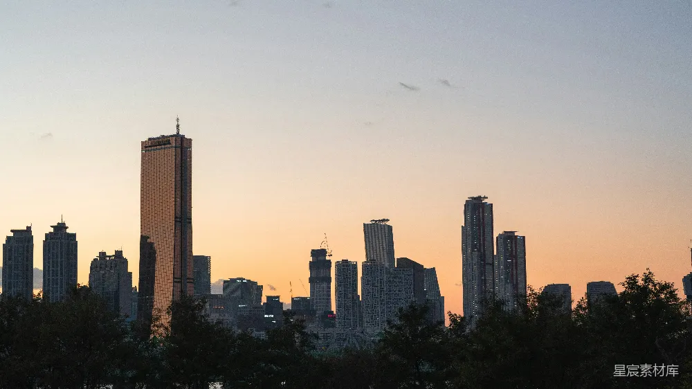 高清摄影 城市天际线 日落 现代建筑 都市风景 城市风光 日落时的城市剪影