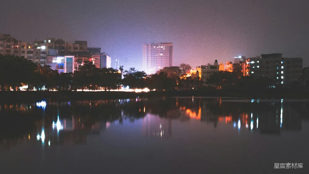 高清摄影 城市 夜晚 倒影 建筑 宁静 夜幕下的城市倒影