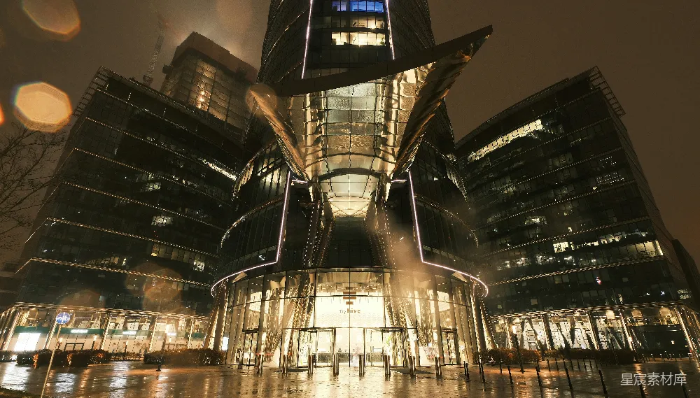 高清摄影 现代建筑 城市夜景 玻璃幕墙 建筑设计 都市风光 现代城市夜景：玻璃幕墙建筑
