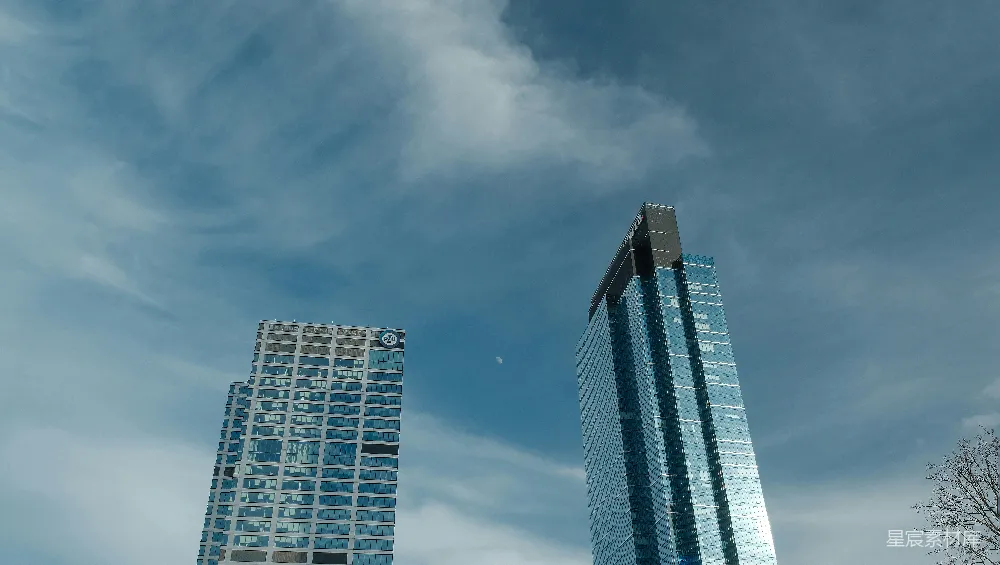 高清摄影 现代建筑 摩天大楼 城市景观 蓝天白云 都市风光 现代城市天际线