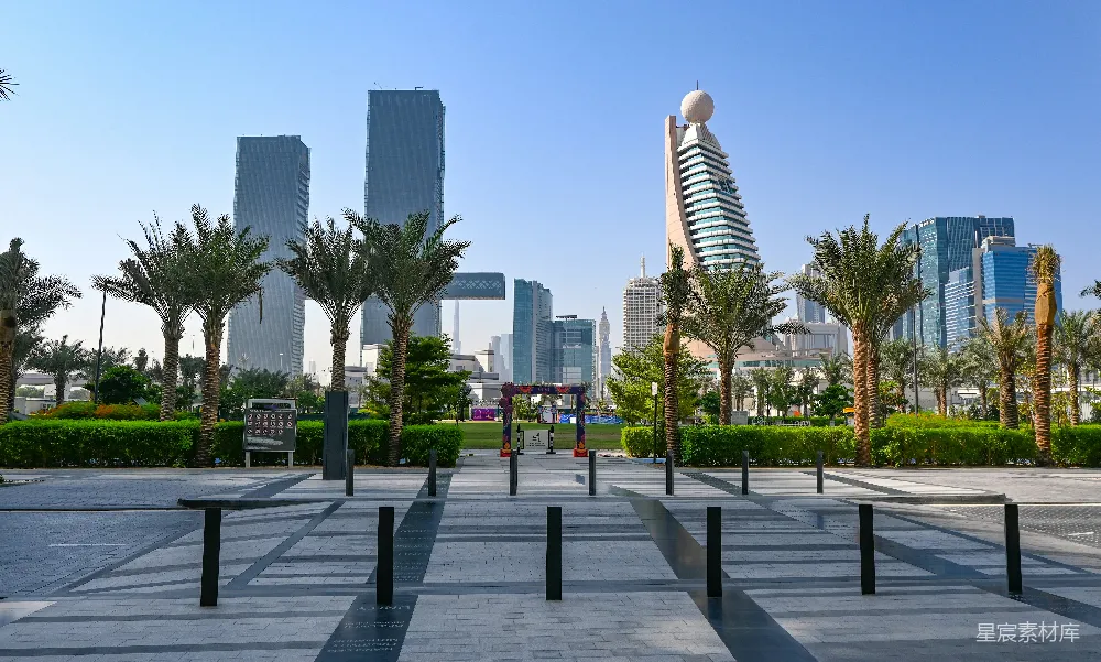 高清摄影 迪拜 城市景观 现代建筑 棕榈树 城市广场 迪拜城市广场与现代建筑