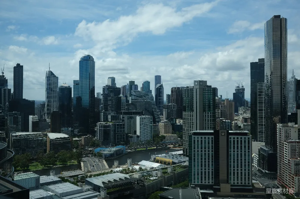 高清摄影 城市天际线 都市风景 建筑群 自然与城市结合 休闲旅游 墨尔本天际线全景