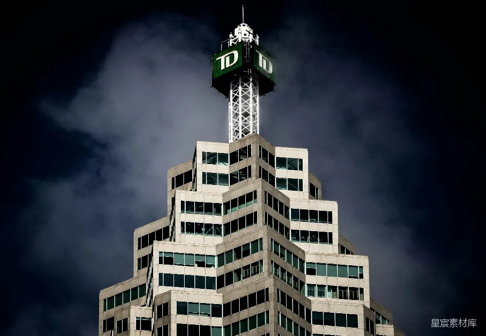 高清摄影 建筑 城市 夜晚 标志 金融 TD银行塔夜景