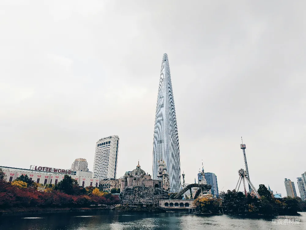 高清摄影 首尔 摩天大楼 乐天世界 城市景观 现代建筑 首尔世界塔与乐天世界乐园