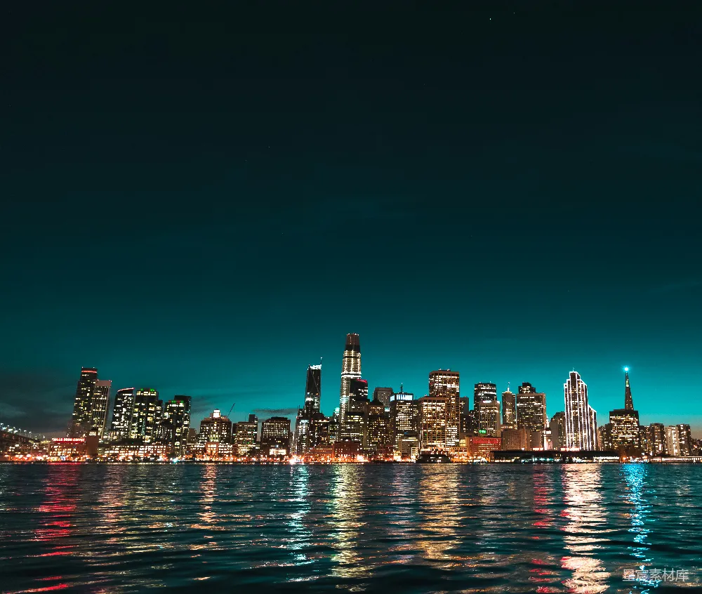 高清摄影 城市夜景 都市风光 夜晚 建筑 水景 夜幕下的都市霓虹