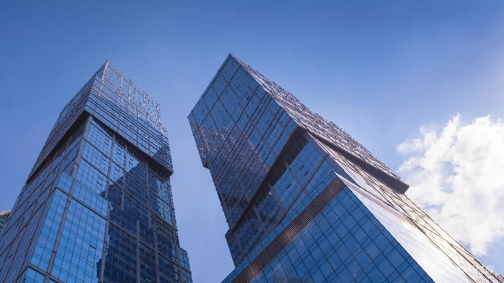 高清摄影 摩天大楼 现代建筑 都市风景 蓝天白云 都市景观 摩天大楼的现代都市景观