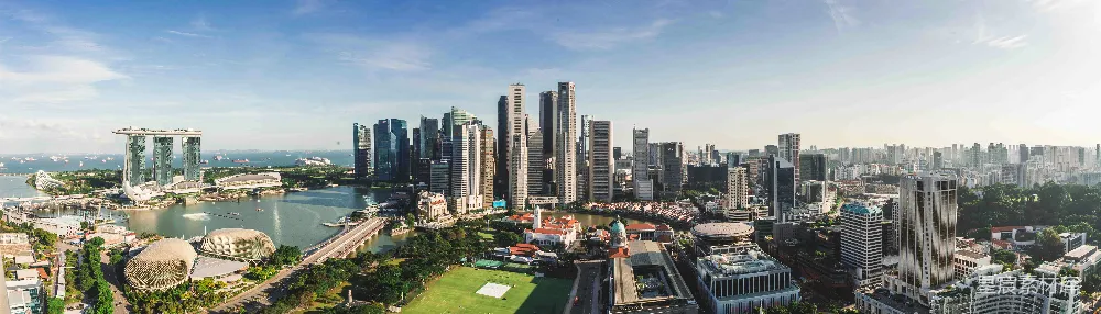 高清摄影 新加坡 城市景观 滨海湾 城市天际线 现代建筑 新加坡滨海湾全景