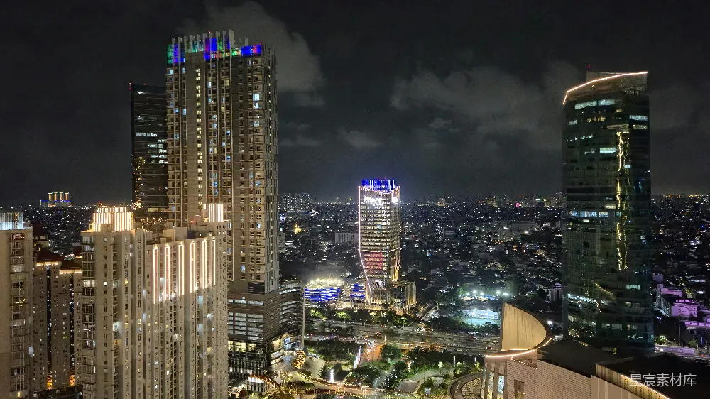 高清摄影 城市夜景 高楼大厦 灯光点缀 都市风光 现代建筑 夜晚灯火辉煌的城市天际线