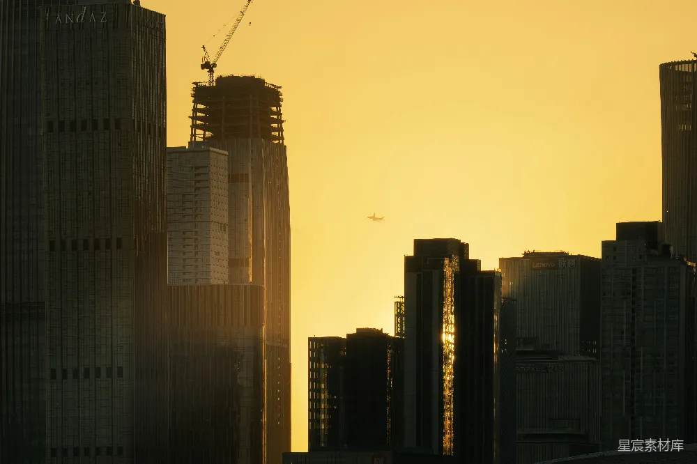 高清摄影 城市 夕阳 建筑 都市 自然 落日余晖下的城市剪影