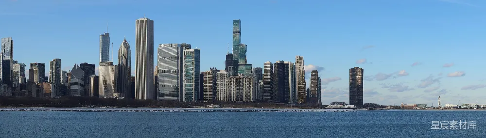 高清摄影 芝加哥 城市景观 天际线 都市风光 湖畔 芝加哥天际线全景