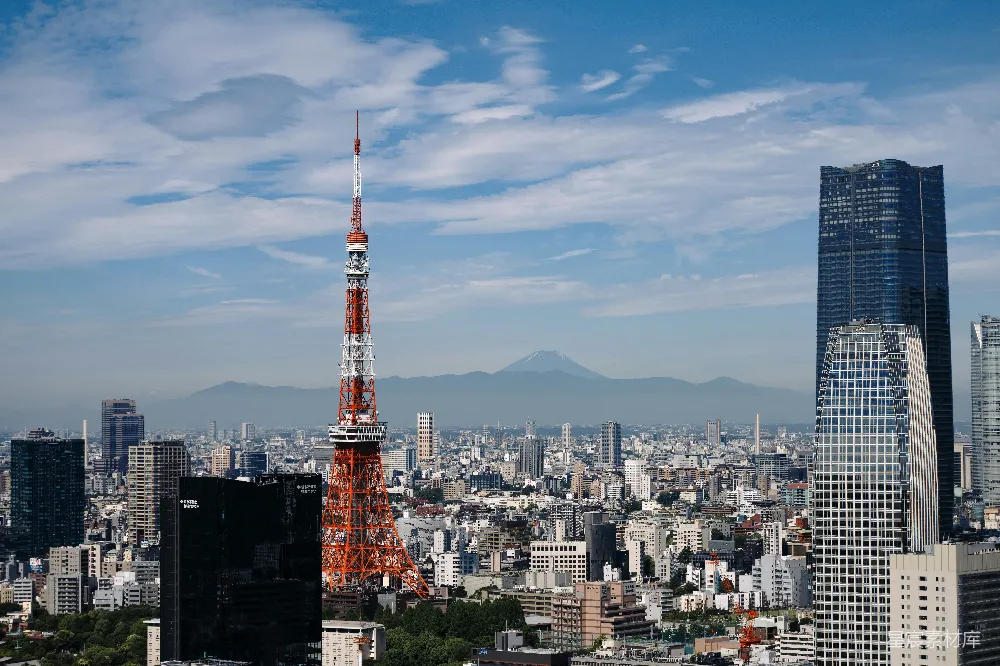 高清摄影 东京 城市景观 自然风光 旅游景点 日本 东京塔与富士山的壮丽景色