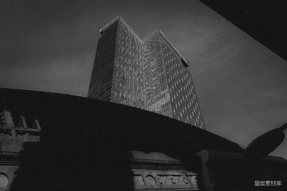 高清摄影 城市天际线 黑白摄影 建筑美学 都市风景 对比 现代与古典的对话