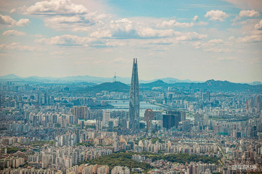 高清摄影 首尔 城市景观 现代建筑 自然与城市 城市天际线 首尔天际线：汉江与现代建筑的和谐共存