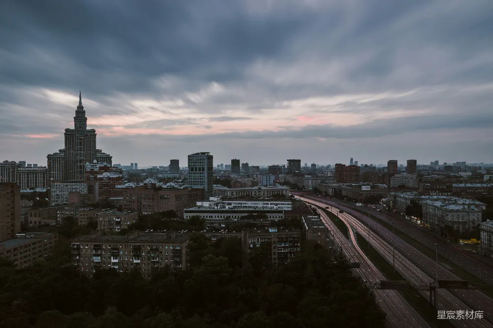 高清摄影 城市 黄昏 建筑 交通 风景 城市黄昏的剪影