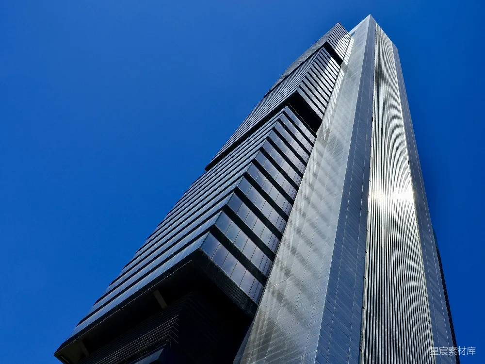 高清摄影 摩天大楼 现代建筑 城市景观 蓝色天空 都市风光 摩天大楼的俯视视角