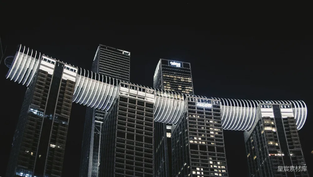 高清摄影 夜景 高楼 城市 照明 现代 现代都市夜景：灯火辉煌的高楼