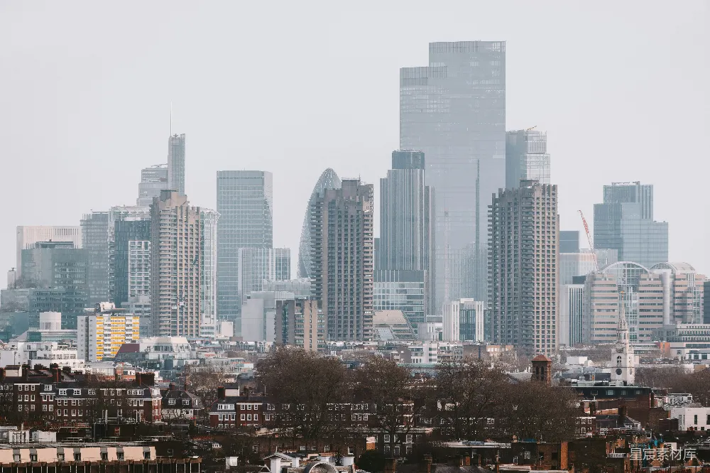 高清摄影 城市 雾 现代建筑 景观摄影 都市 雾中城市的全景