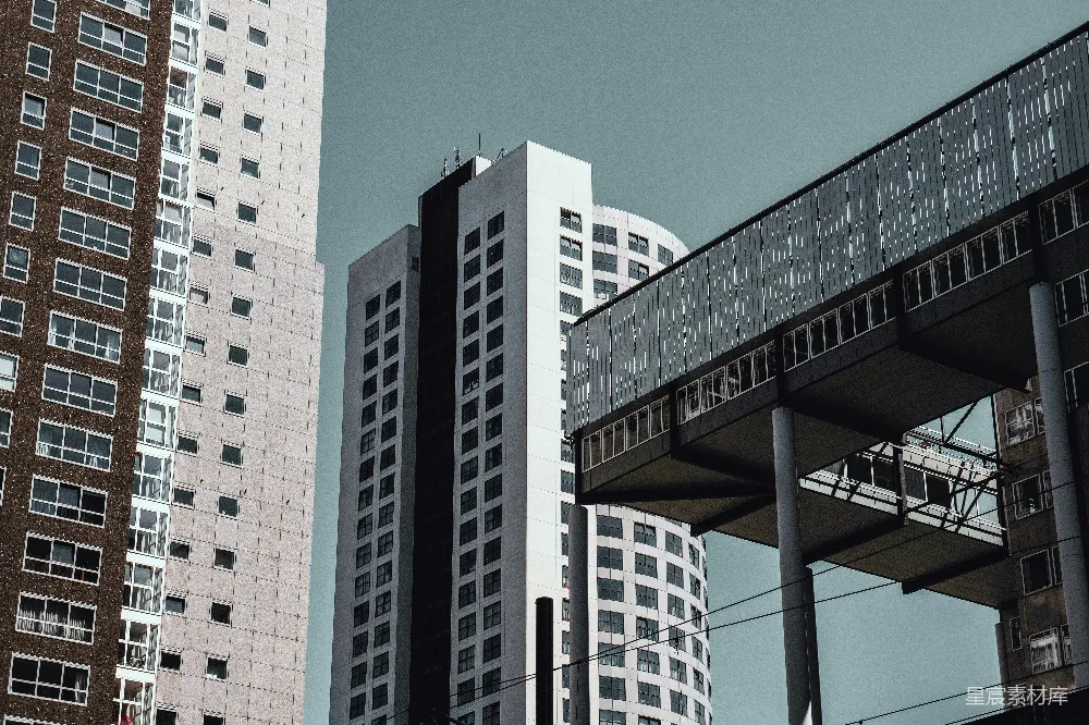 高清摄影 城市 建筑 连廊 都市景观 现代风格 现代都市中的空中连廊