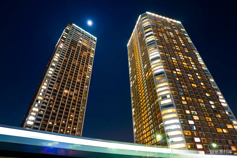 高清摄影 城市夜景 高楼大厦 现代建筑 都市风光 夜景摄影 夜空下的双塔