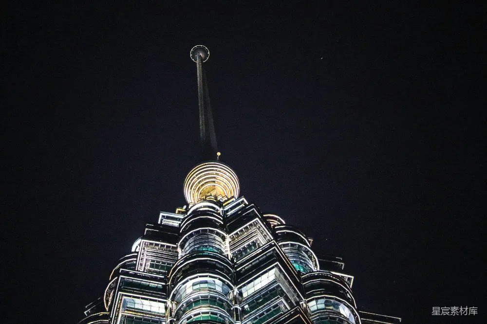 高清摄影 双子塔 夜景 现代建筑 城市天际线 旅游景点 璀璨夜空下的双子塔