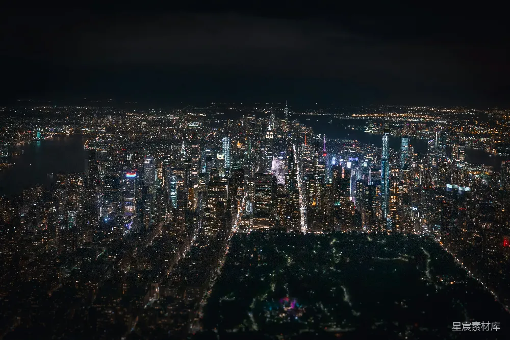 高清摄影 城市 夜景 建筑 都市 风光 夜幕下的曼哈顿全景