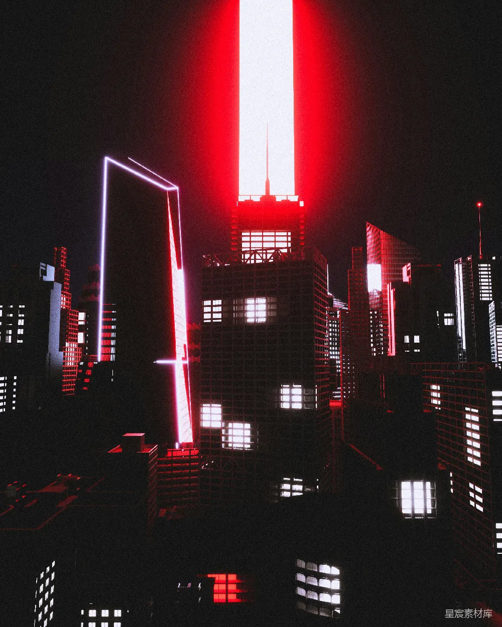 高清摄影 城市 霓虹灯 未来主义 夜晚 建筑 霓虹城市的未来之光
