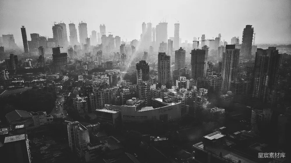 高清摄影 城市 黑白 建筑 城市景观 都市 雾中的城市天际线