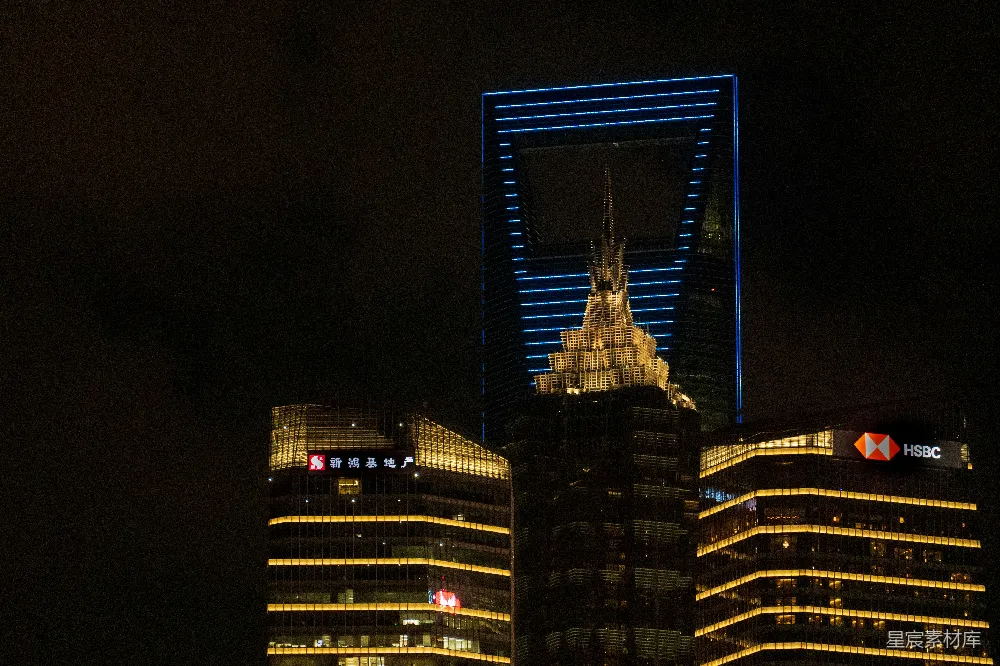 高清摄影 上海 夜景 城市 金融中心 建筑 上海夜景：陆家嘴金融中心