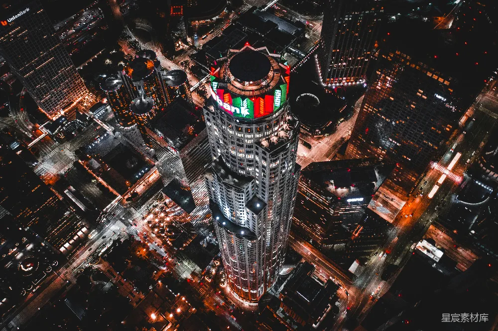 高清摄影 城市夜景 高楼大厦 航拍视角 都市生活 城市风光 夜幕下的摩天大楼
