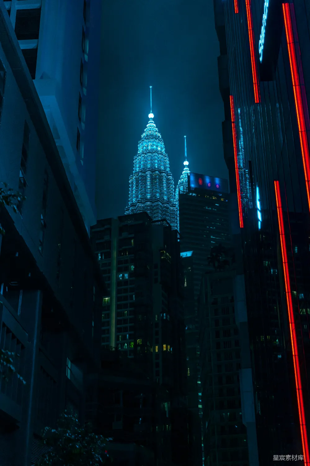高清摄影 夜景 建筑 城市 现代 高楼 夜幕下的双子塔