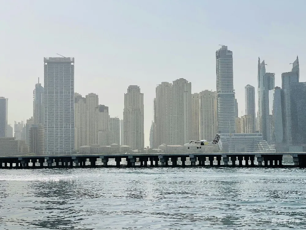 高清摄影 迪拜 摩天大楼 飞机 城市景观 现代建筑 迪拜海滨的摩天大楼与飞机