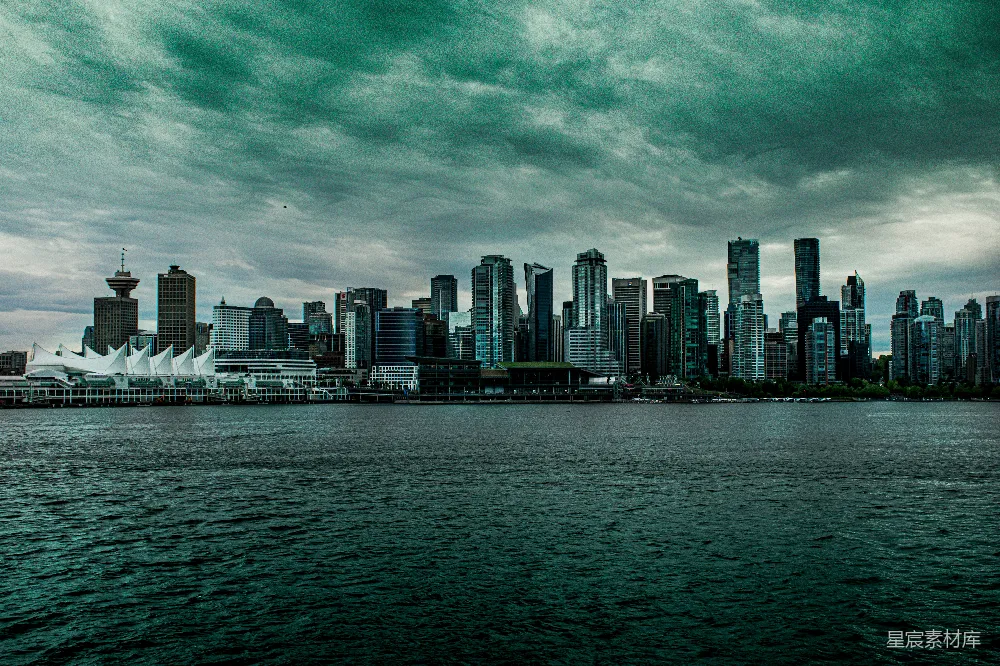 高清摄影 城市 天际线 阴天 水景 都市 阴云密布的城市天际线
