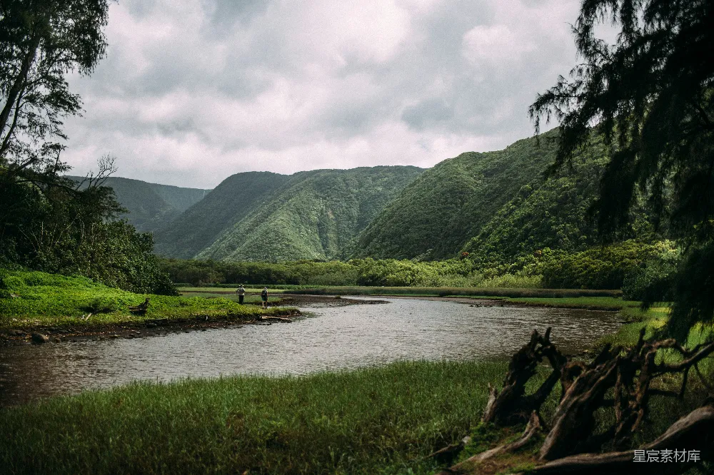 高清摄影 自然风光 户外探险 风景摄影 河流与山脉 休闲时光 宁静的河畔与翠绿的山脉