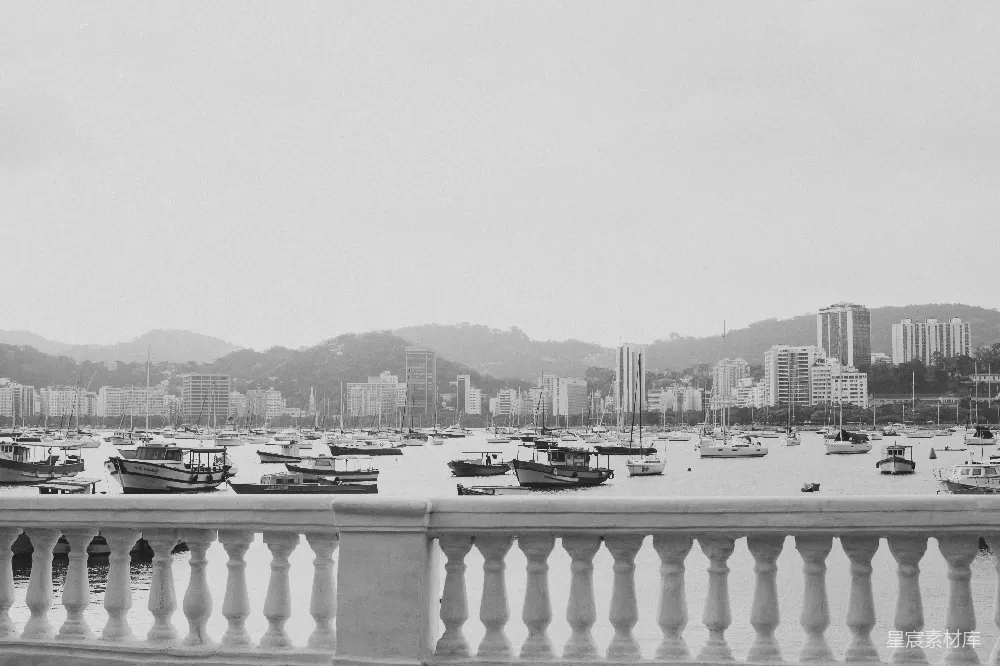 高清摄影 城市 黑白 港口 风景 建筑 城市与港湾的黑白风景