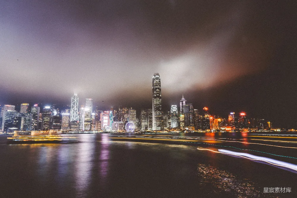 高清摄影 城市夜景 雾气 摩天大楼 光影效果 旅游 迷雾中的维多利亚港