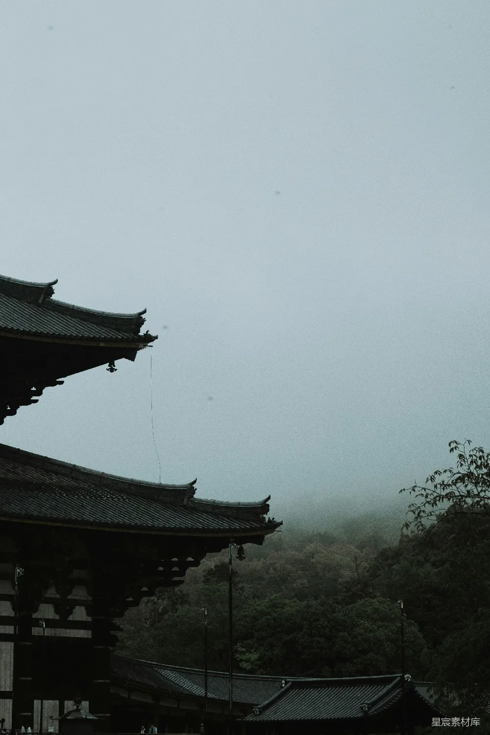 高清摄影 古建筑 雨景 雾气 传统风格 自然与人文 雨中的古建筑