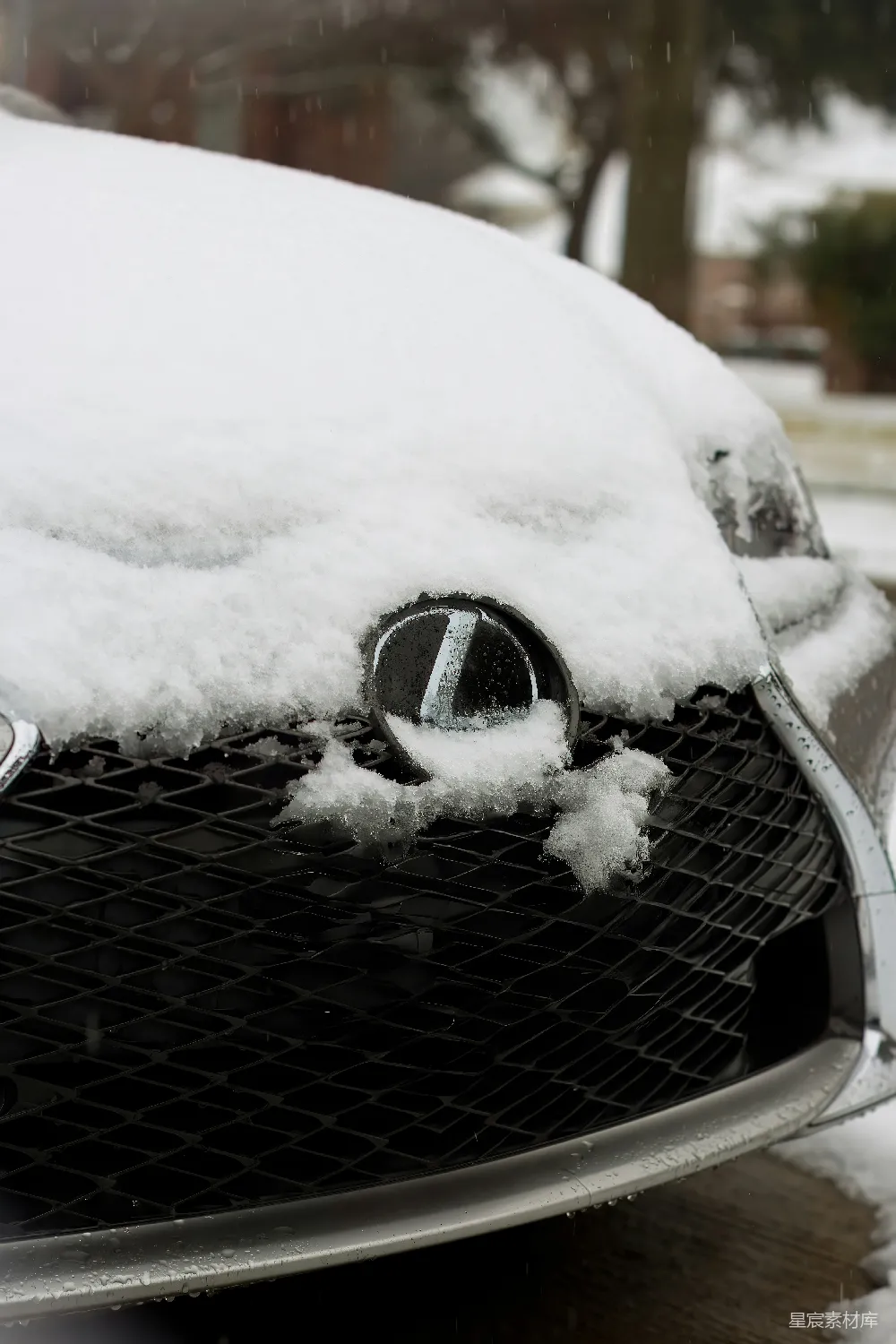 高清摄影 雪 冬季 汽车 寒冷 户外 雪覆盖的汽车前格栅