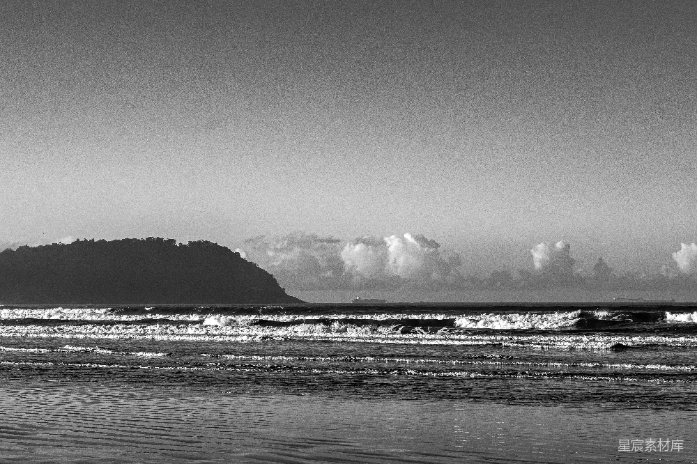 高清摄影 海滩 自然 黑白 风景 宁静 黑白色调的海岸线