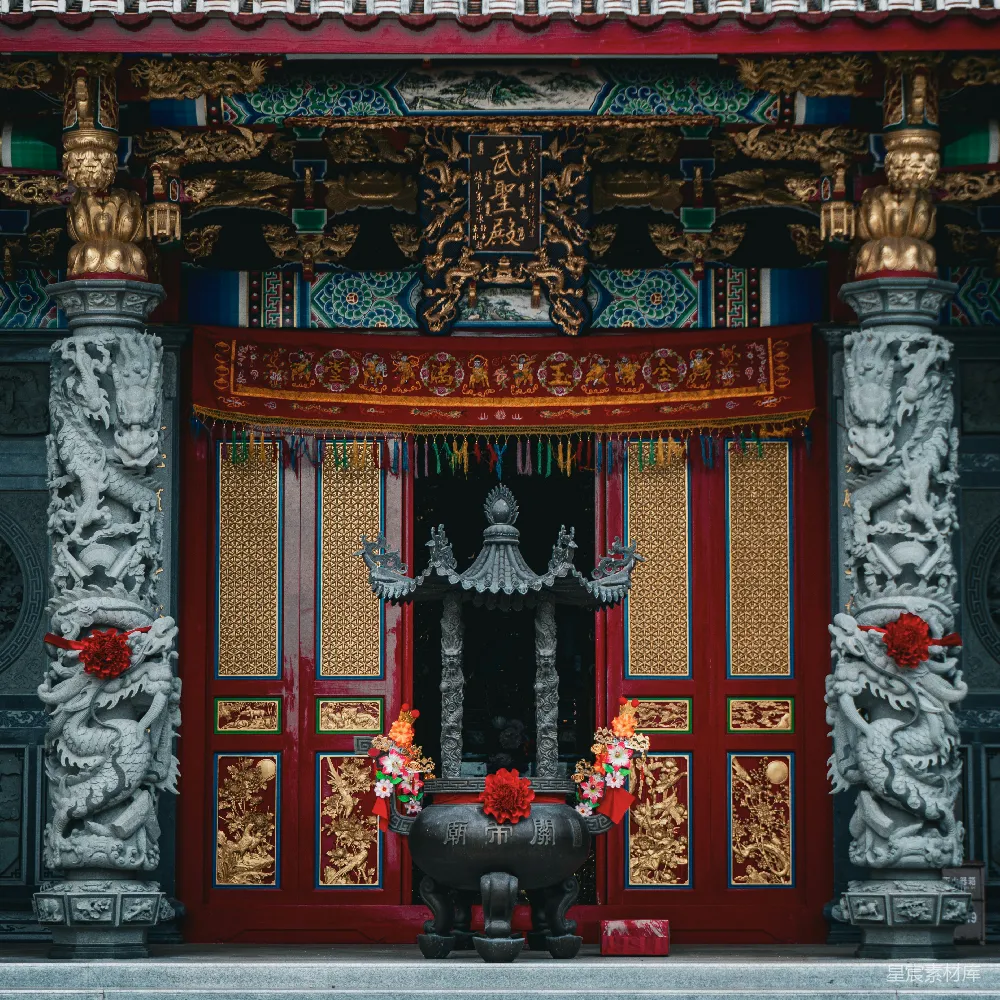 高清摄影 传统建筑 寺庙 中国风 门廊 宗教 中国传统神庙门廊