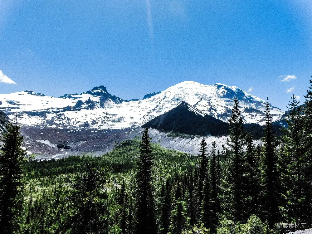 高清摄影 雪山 森林 自然美景 户外旅游 自然风光 雪山与森林的壮丽景色