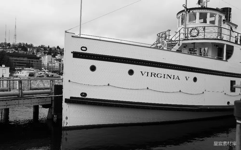 高清摄影 黑白摄影 复古 船只 码头 城市 复古蒸汽船VIRGINIA V