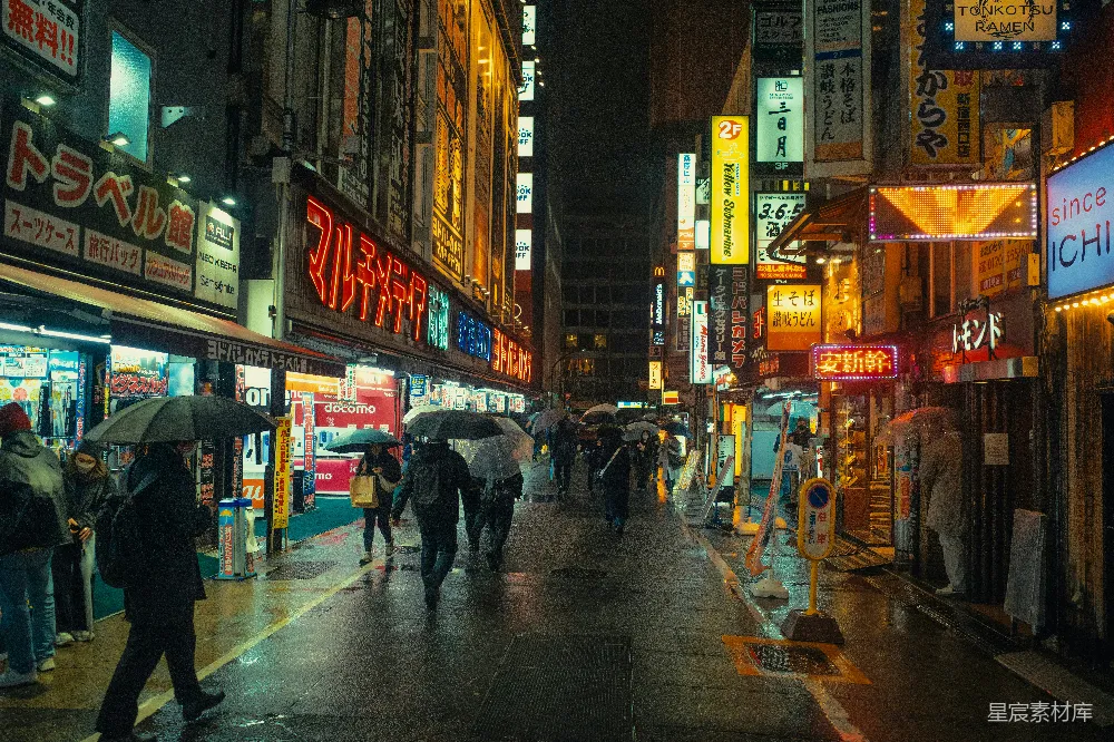 高清摄影 霓虹灯 雨夜 街道 东京 城市 雨夜霓虹街景
